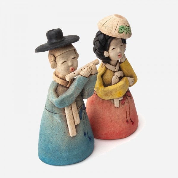 황토인형-선비와 어우동 - 황토로 구워내 채색한,도자기 기법의 전통인형