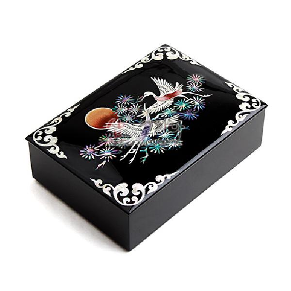 나전칠기 채색 창 명함함 - 송학 - 송학 디자인의 나전칠기 명함함