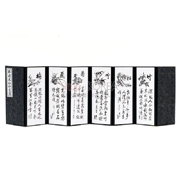 8폭실크 작은병풍 중-풍속도 - 풍속도가 담긴 예쁜 8폭의 작은병풍