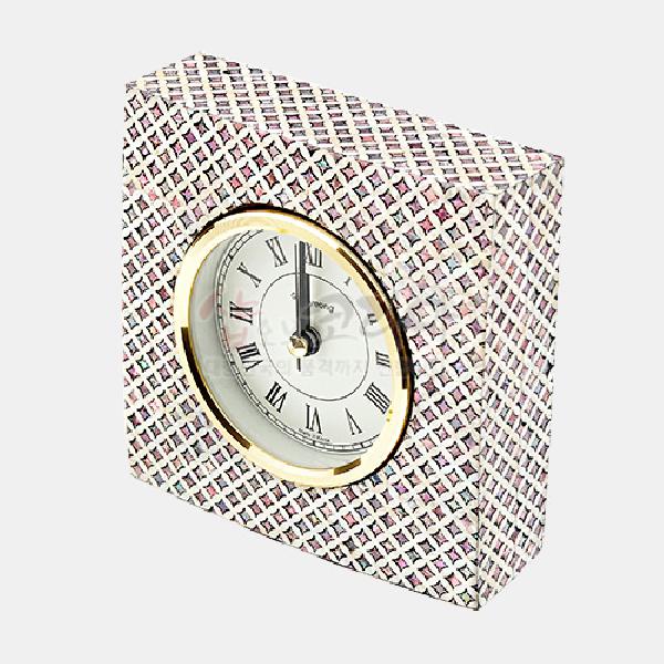 나전칠기 탁상 시계 - 빗살무늬 - 자개로 만들어진 고급 탁상용 시계