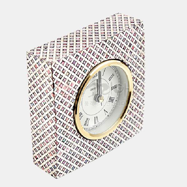 나전칠기 탁상 시계 - 빗살무늬 - 자개로 만들어진 고급 탁상용 시계