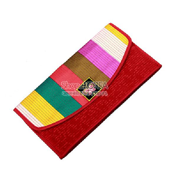 누비수(秀) 색동 장지갑[적색] - 예쁜 누비 색동무늬 장지갑