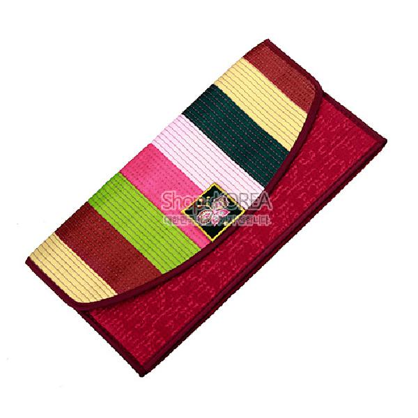 누비수(秀) 색동 장지갑[적갈색] - 예쁜 누비 색동무늬 장지갑