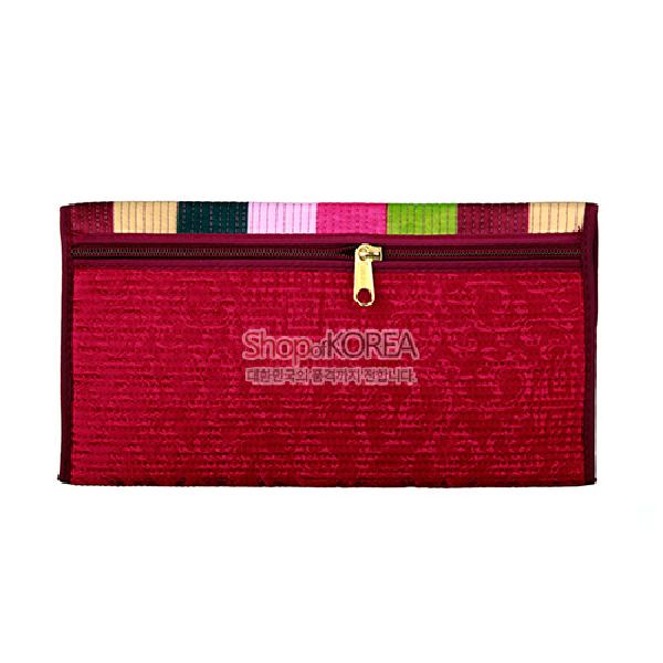 누비수(秀) 색동 장지갑[적갈색] - 예쁜 누비 색동무늬 장지갑