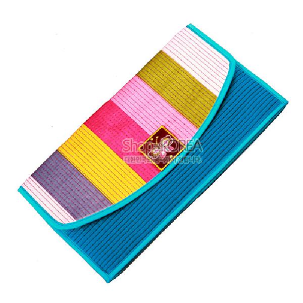 누비수(秀) 색동 장지갑[청색] - 예쁜 누비 색동무늬 장지갑