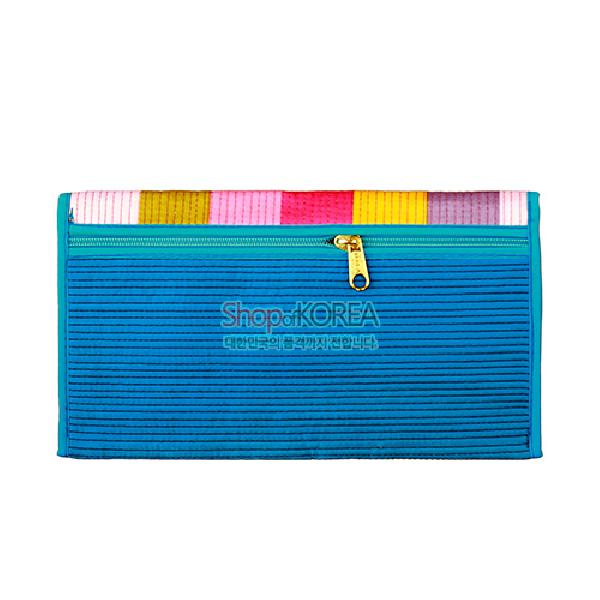 누비수(秀) 색동 장지갑[청색] - 예쁜 누비 색동무늬 장지갑