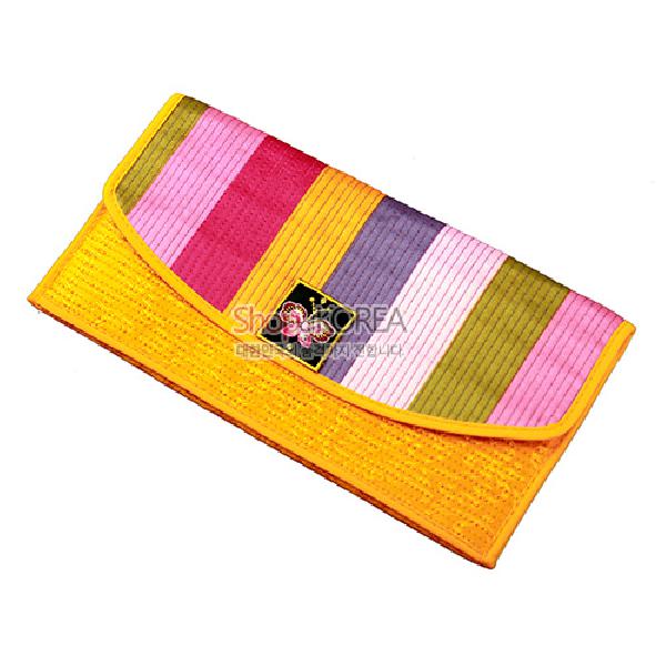 누비수(秀) 색동 장지갑[황색] - 예쁜 누비 색동무늬 장지갑