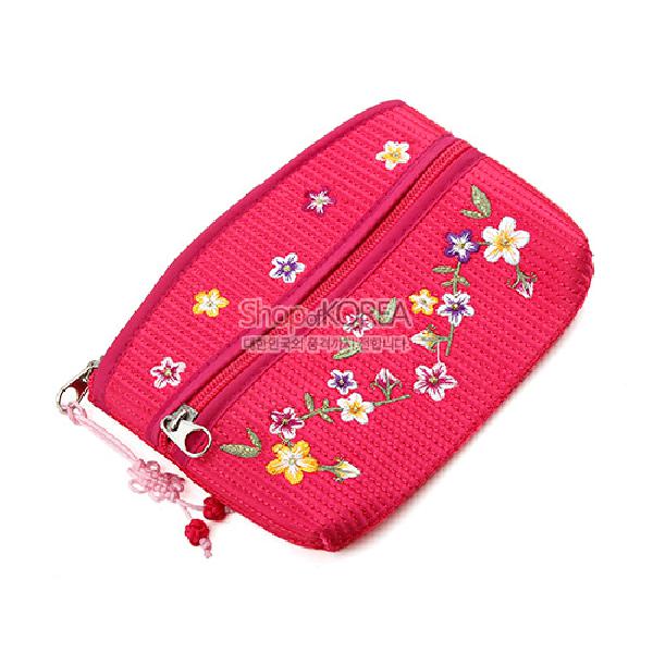 배꽃동전지갑-분홍 - 예쁜 매듭에 자수지갑