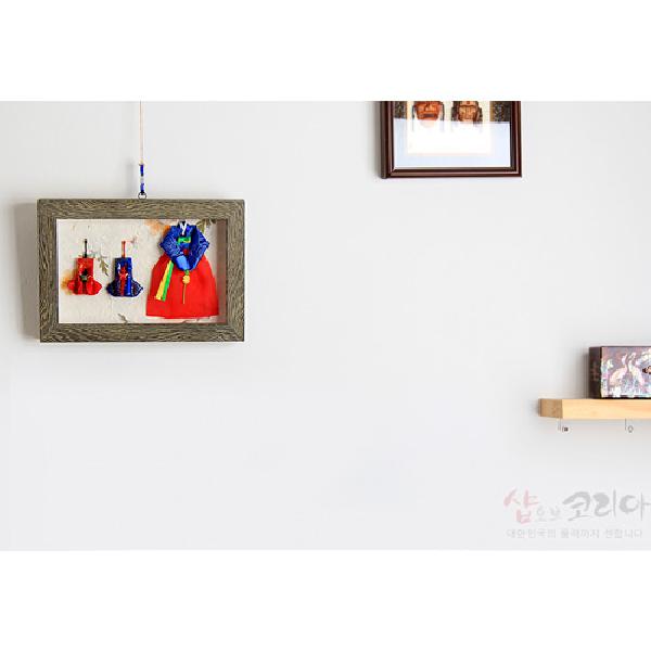 전통벽걸이 액자大 - 쌍귀주머니,한복세트 - 한국의 멋 복주머니,한복 액자