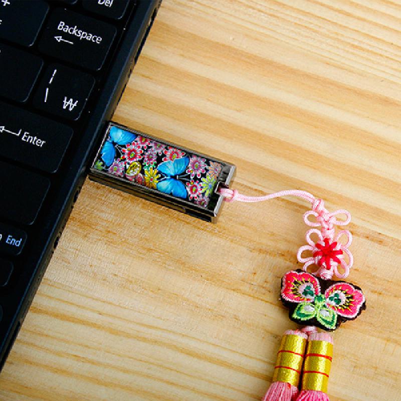 USB 자개메모리 4G-청나비 매듭